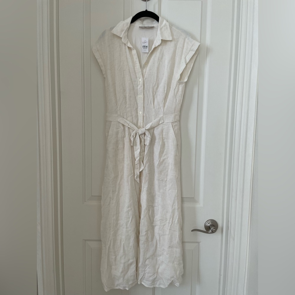LOFT Button Down Midi Dress